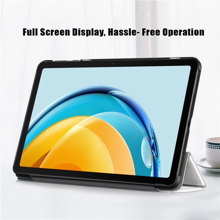 Capa de Couro PU para Huawei MatePad SE 10.4 polegadas, Capa de Tablet com Suporte Dobrável Triplo e Impressão de Padrão - Gato
