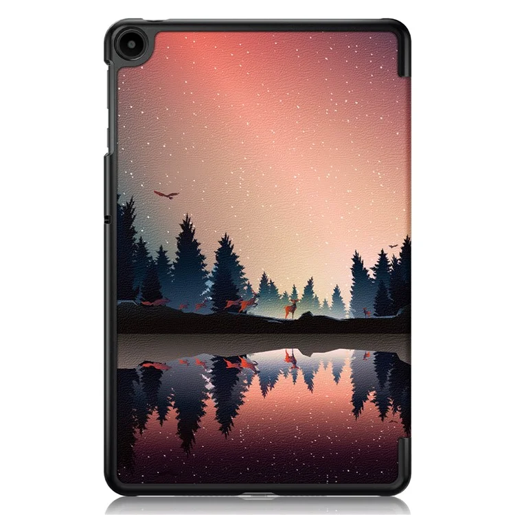 PU Leather Case for Huawei MatePad SE 10.4-inch, Pattern Printing Tri-fold Stand Tablet Cover - Nightfall