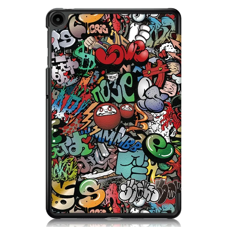 PU Leather Case for Huawei MatePad SE 10.4-inch, Pattern Printing Tri-fold Stand Tablet Cover - Graffiti