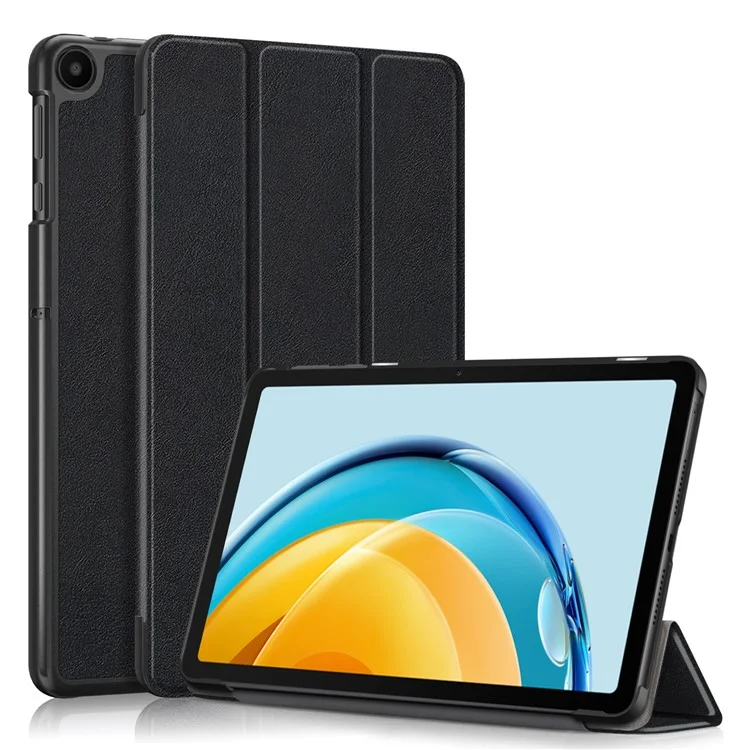 Para Huawei MatePad SE 10.4 polegadas Capa de Tablet de Couro PU Tri-fold Stand Anti-drop Capa de Tablet - Preto