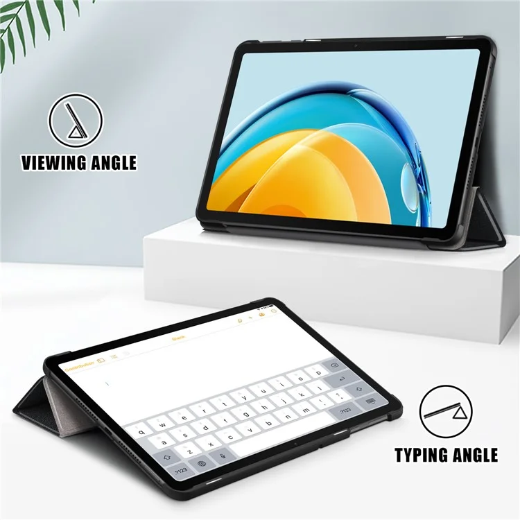 Para Huawei MatePad SE 10.4 polegadas Capa de Tablet de Couro PU Tri-fold Stand Anti-drop Capa de Tablet - Preto
