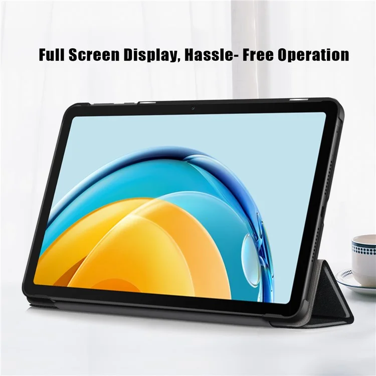 Para Huawei MatePad SE 10.4 polegadas Capa de Tablet de Couro PU Tri-fold Stand Anti-drop Capa de Tablet - Preto