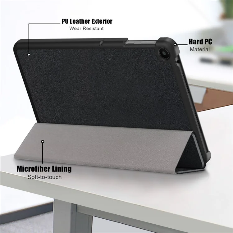 Para Huawei MatePad SE 10.4 polegadas Capa de Tablet de Couro PU Tri-fold Stand Anti-drop Capa de Tablet - Preto