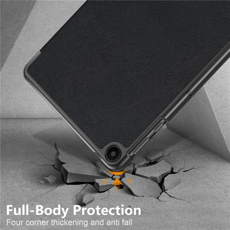 Para Huawei MatePad SE 10.4 polegadas Capa de Tablet de Couro PU Tri-fold Stand Anti-drop Capa de Tablet - Preto
