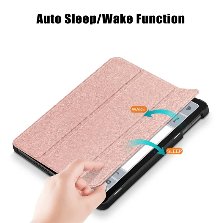 Per Huawei MatePad SE 10.4-inch Custodia in Pelle PU Tablet Supporto Pieghevole Tri-fold Anti-caduta Custodia per Tablet - Oro Rosa