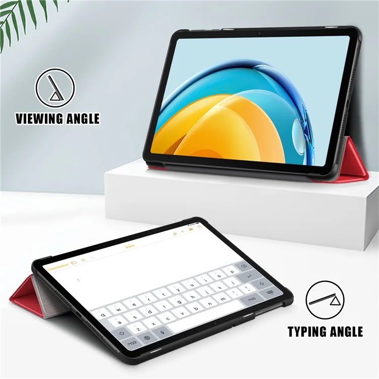 Per Huawei MatePad SE 10.4 pollici Custodia in pelle PU Tablet Tri-fold Stand Anti-caduta Copertura Tablet - Rosso