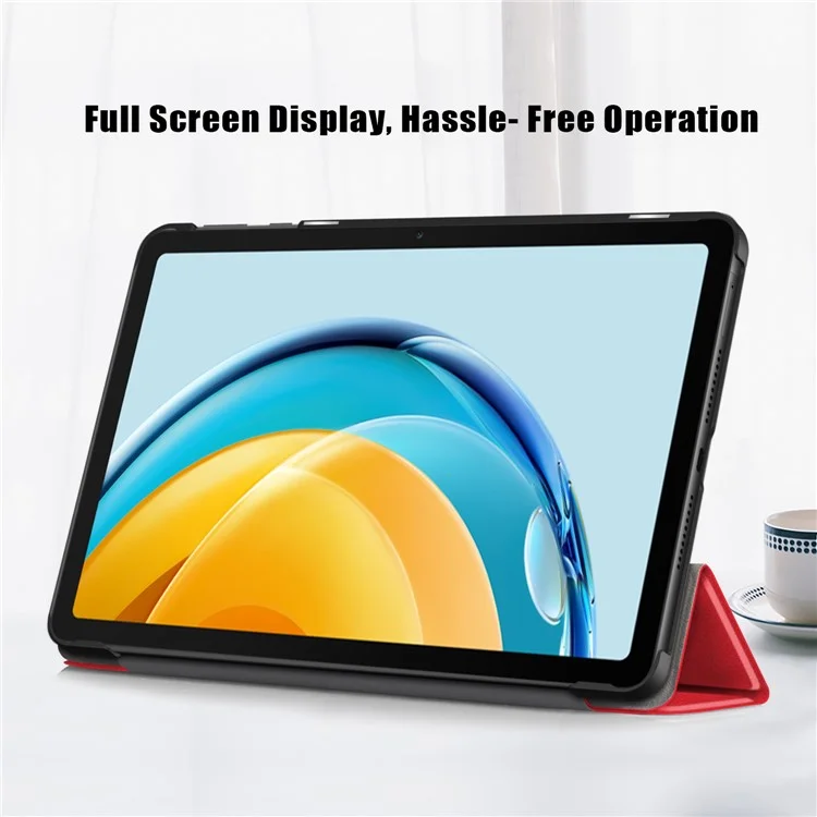Per Huawei MatePad SE 10.4 pollici Custodia in pelle PU Tablet Tri-fold Stand Anti-caduta Copertura Tablet - Rosso