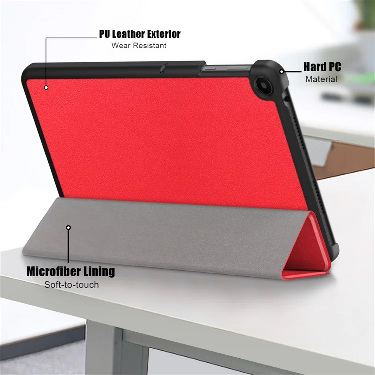 Per Huawei MatePad SE 10.4 pollici Custodia in pelle PU Tablet Tri-fold Stand Anti-caduta Copertura Tablet - Rosso