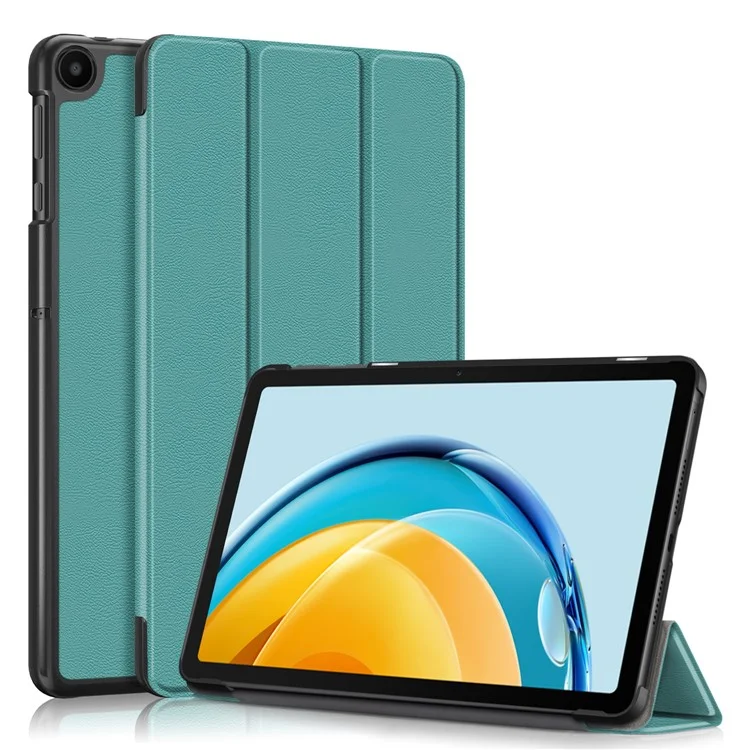 Pour Huawei MatePad SE 10.4 pouces Étui en cuir PU pour tablette Tri-fold Stand Anti-chute Housse de tablette - Vert noirâtre