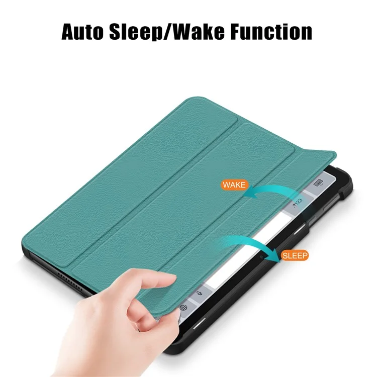 Pour Huawei MatePad SE 10.4 pouces Étui en cuir PU pour tablette Tri-fold Stand Anti-chute Housse de tablette - Vert noirâtre