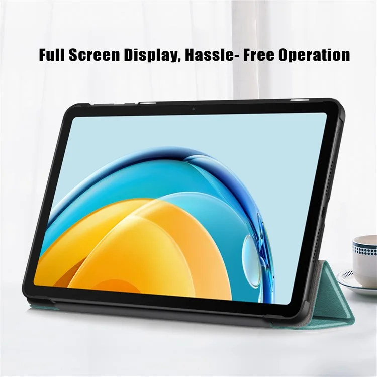 Pour Huawei MatePad SE 10.4 pouces Étui en cuir PU pour tablette Tri-fold Stand Anti-chute Housse de tablette - Vert noirâtre