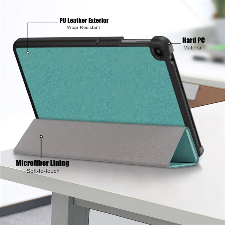 Pour Huawei MatePad SE 10.4 pouces Étui en cuir PU pour tablette Tri-fold Stand Anti-chute Housse de tablette - Vert noirâtre