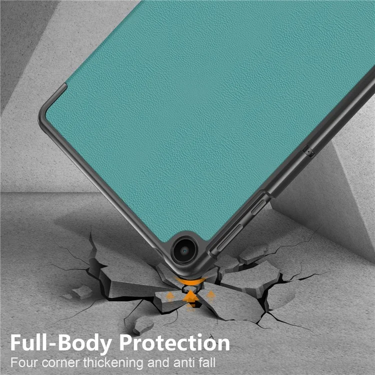 Pour Huawei MatePad SE 10.4 pouces Étui en cuir PU pour tablette Tri-fold Stand Anti-chute Housse de tablette - Vert noirâtre