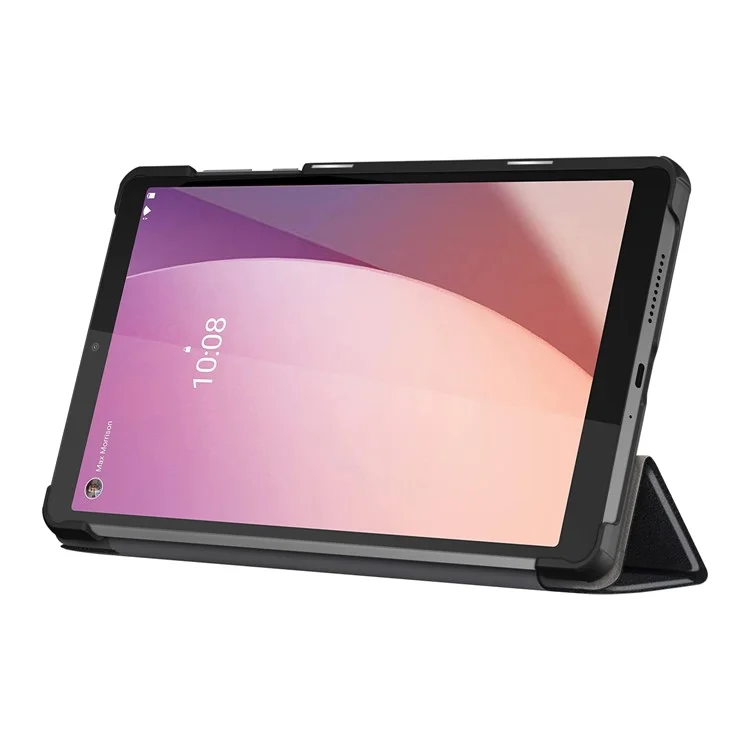Para Lenovo Tab M8 (4ª geração) 2024 TB-301XU / M8 (4ª geração) 2023 TB-300FU Tri-Fold Stand Solid Color PU Leather Tablet Cover - Preto