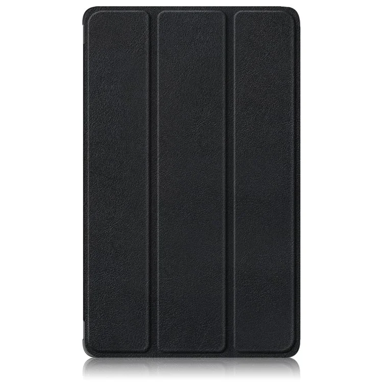Para Lenovo Tab M8 (4ª geração) 2024 TB-301XU / M8 (4ª geração) 2023 TB-300FU Tri-Fold Stand Solid Color PU Leather Tablet Cover - Preto