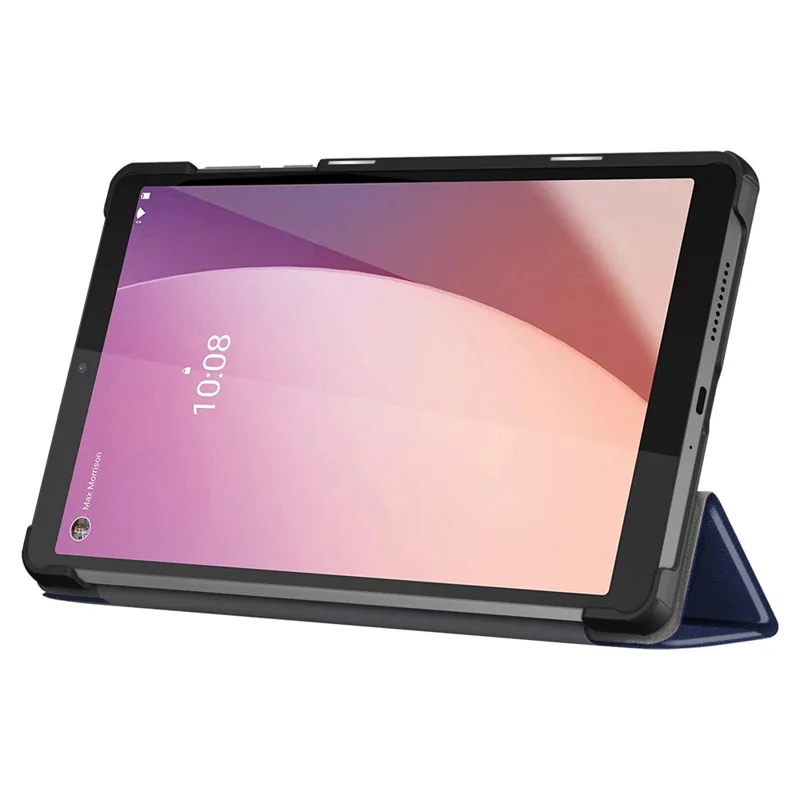 For Lenovo Tab M8 (4th Gen) 2024 TB-301XU / M8 (4th Gen) 2023 TB-300FU Tri-Fold Stand Solid Color PU Leather Tablet Cover - Dark Blue