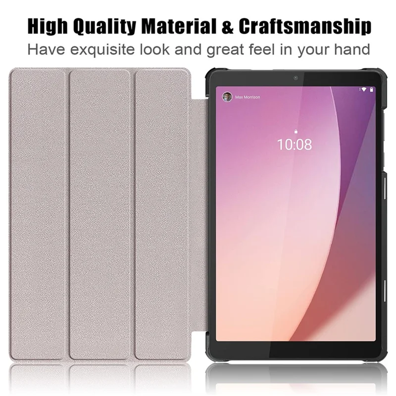 For Lenovo Tab M8 (4th Gen) 2024 TB-301XU / M8 (4th Gen) 2023 TB-300FU Tri-Fold Stand Solid Color PU Leather Tablet Cover - Dark Blue