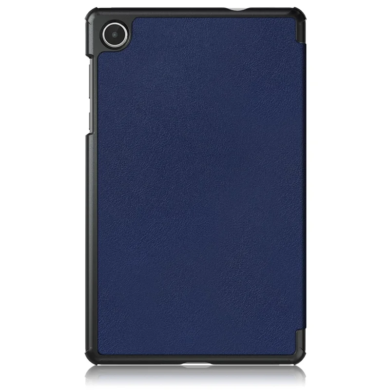 For Lenovo Tab M8 (4th Gen) 2024 TB-301XU / M8 (4th Gen) 2023 TB-300FU Tri-Fold Stand Solid Color PU Leather Tablet Cover - Dark Blue