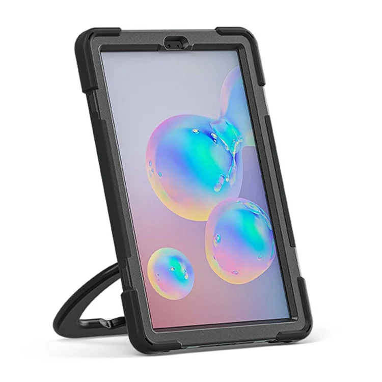 Case de Tableta de Parada de Patada Giratoria Para Samsung Galaxy Tab S6 T860, PC + Cubierta de Tableta Con Correa Para la Mano de Silicona Con Correa Para el Hombro