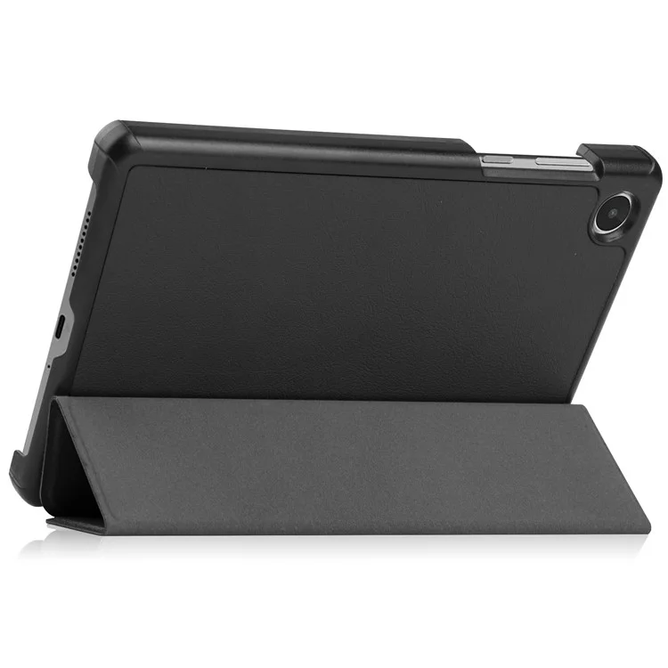 Capa de Tablet de Couro PU para Lenovo Tab M8 (4ª Geração) 2024 TB-301XU / M8 (4ª Geração) 2023 TB-300FU, Suporte Dobrável Tríplo, Capa Protetora de Tablet - Preta