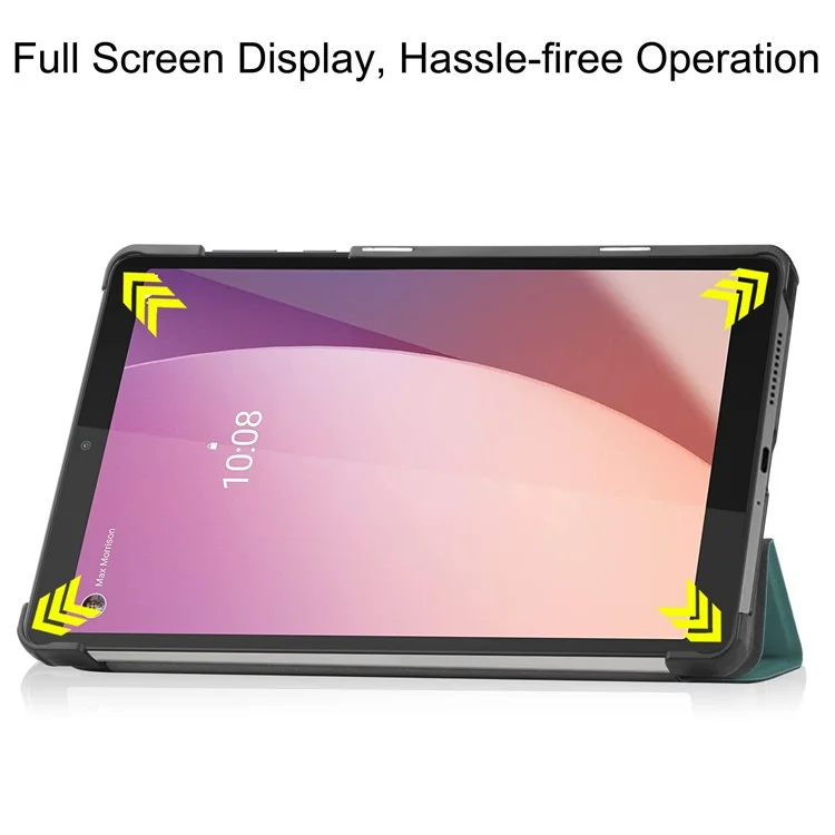 PU Leather Tablet Case for Lenovo Tab M8 (4th Gen) 2024 TB-301XU / M8 (4th Gen) 2023 TB-300FU Tri-Fold Stand Protective Tablet Cover - Blackish Green