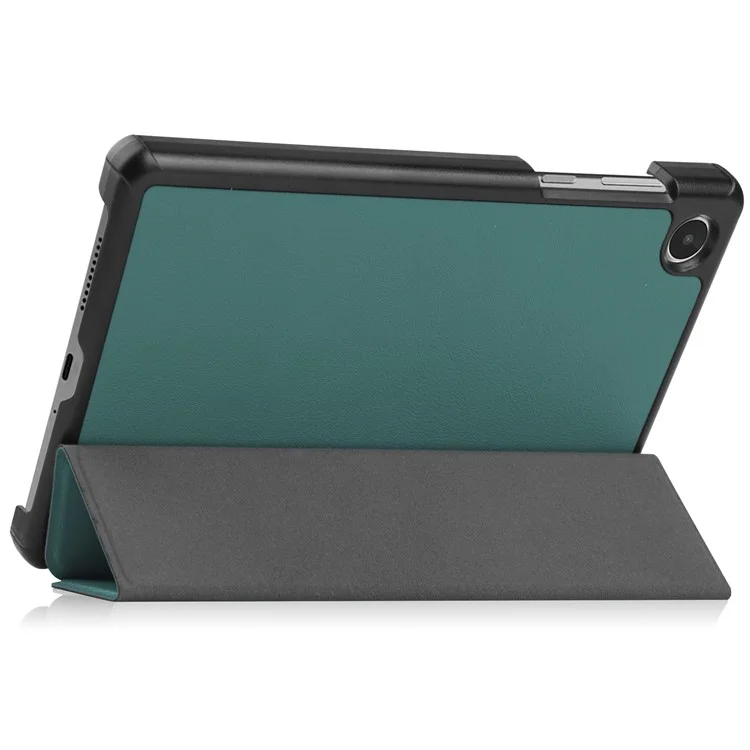 PU Leather Tablet Case for Lenovo Tab M8 (4th Gen) 2024 TB-301XU / M8 (4th Gen) 2023 TB-300FU Tri-Fold Stand Protective Tablet Cover - Blackish Green