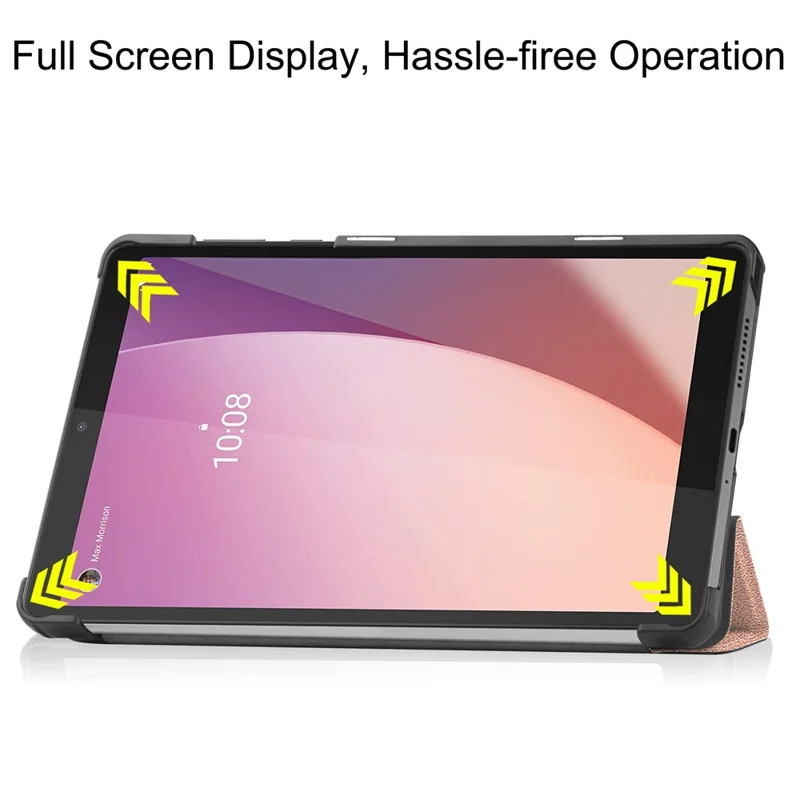 PU Leather Tablet Case for Lenovo Tab M8 (4th Gen) 2024 TB-301XU / M8 (4th Gen) 2023 TB-300FU Tri-Fold Stand Protective Tablet Cover - Rose Gold