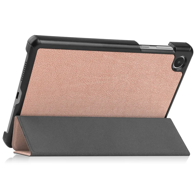PU Leather Tablet Case for Lenovo Tab M8 (4th Gen) 2024 TB-301XU / M8 (4th Gen) 2023 TB-300FU Tri-Fold Stand Protective Tablet Cover - Rose Gold