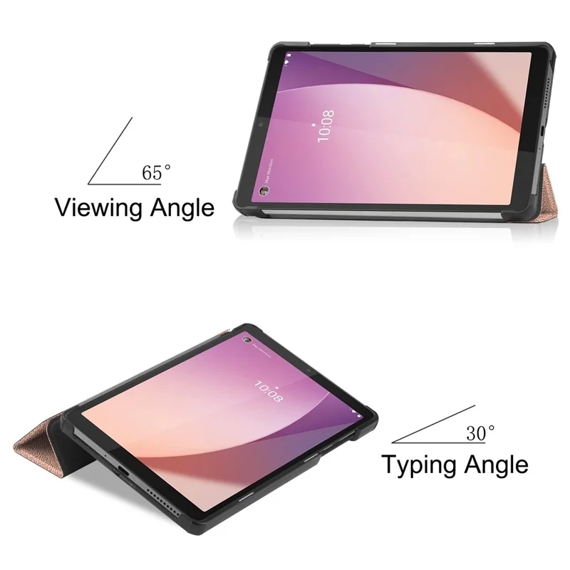 PU Leather Tablet Case for Lenovo Tab M8 (4th Gen) 2024 TB-301XU / M8 (4th Gen) 2023 TB-300FU Tri-Fold Stand Protective Tablet Cover - Rose Gold