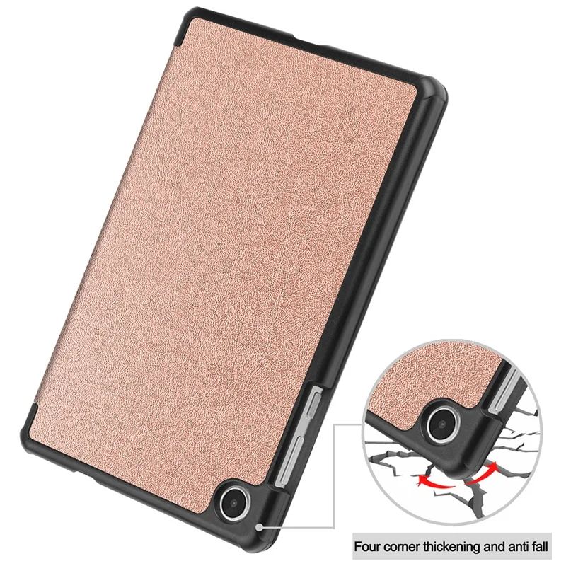 PU Leather Tablet Case for Lenovo Tab M8 (4th Gen) 2024 TB-301XU / M8 (4th Gen) 2023 TB-300FU Tri-Fold Stand Protective Tablet Cover - Rose Gold