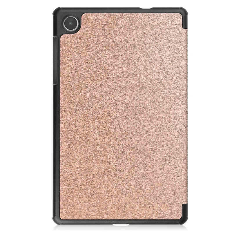 PU Leather Tablet Case for Lenovo Tab M8 (4th Gen) 2024 TB-301XU / M8 (4th Gen) 2023 TB-300FU Tri-Fold Stand Protective Tablet Cover - Rose Gold