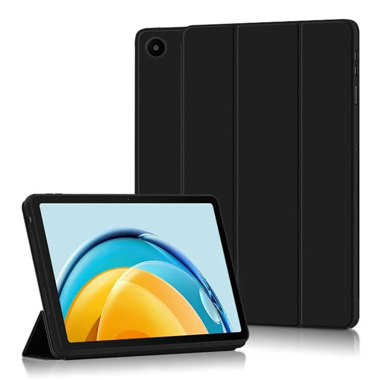 Para Huawei MatePad SE 10.4 polegadas Tri-fold Stand Tablet Case PU Leather Protective Tablet Cover - Preto