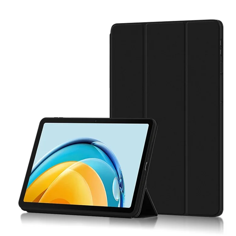 Para Huawei MatePad SE 10.4 polegadas Tri-fold Stand Tablet Case PU Leather Protective Tablet Cover - Preto