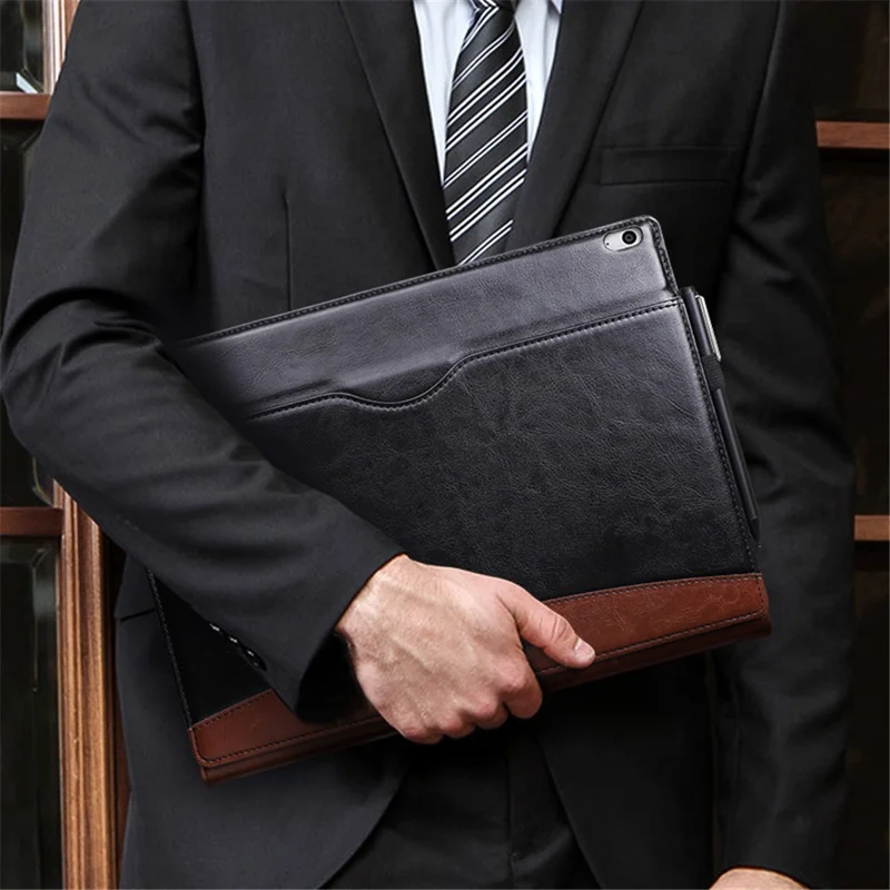 For Microsoft Surface Book 1 / 2 / 3 15 inch Protective Case Anti-Scratch Detachable Leather Case with Stand - Black  /  Brown