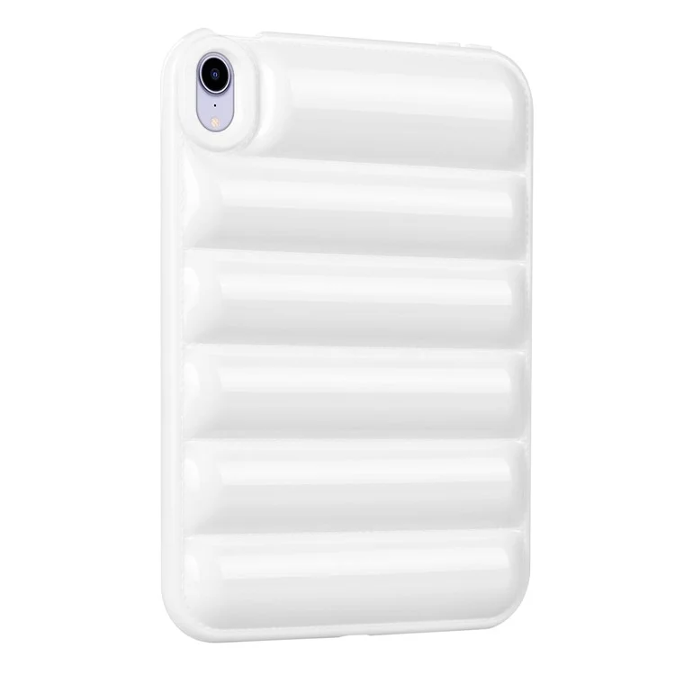 For iPad mini (2021) Candy Color Down Jacket Shockproof Back Case Soft TPU Tablet Cover - White