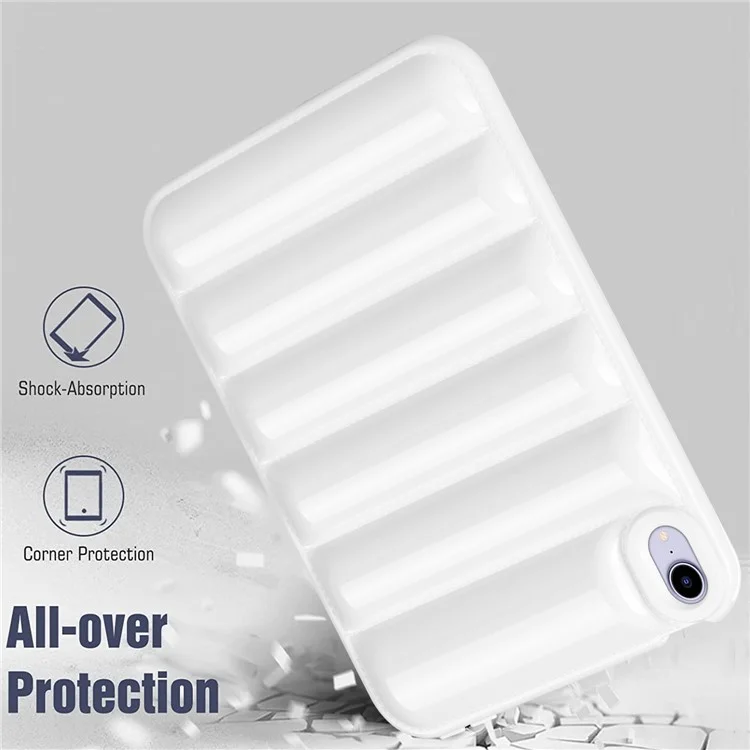 For iPad mini (2021) Candy Color Down Jacket Shockproof Back Case Soft TPU Tablet Cover - White