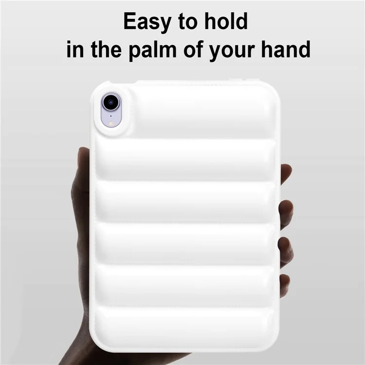 Pour iPad mini (2024) / mini (2021) Candy Color Down Jacket Shockproof Back Case Soft TPU Tablet Cover - Blanc