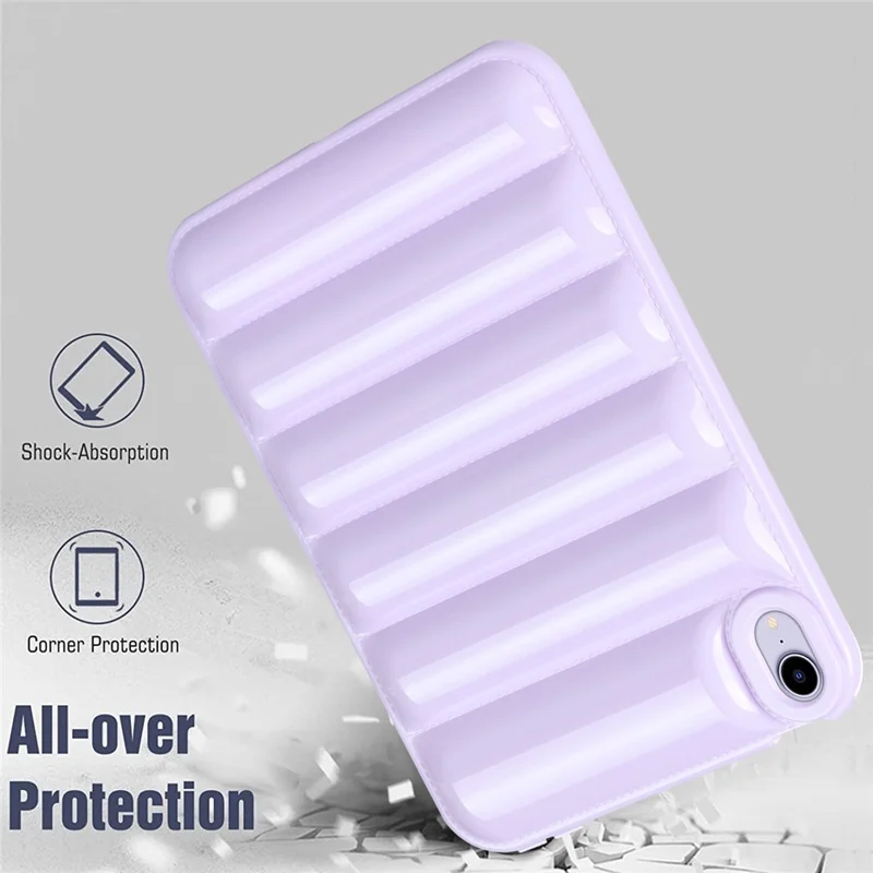 For iPad mini (2024) / mini (2021) Candy Color Down Jacket Shockproof Back Case Soft TPU Tablet Cover - Purple