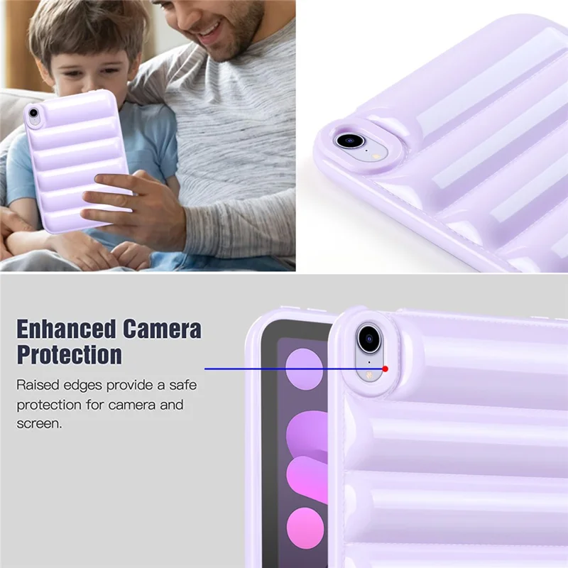 For iPad mini (2024) / mini (2021) Candy Color Down Jacket Shockproof Back Case Soft TPU Tablet Cover - Purple