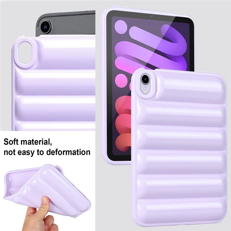 For iPad mini (2024) / mini (2021) Candy Color Down Jacket Shockproof Back Case Soft TPU Tablet Cover - Purple