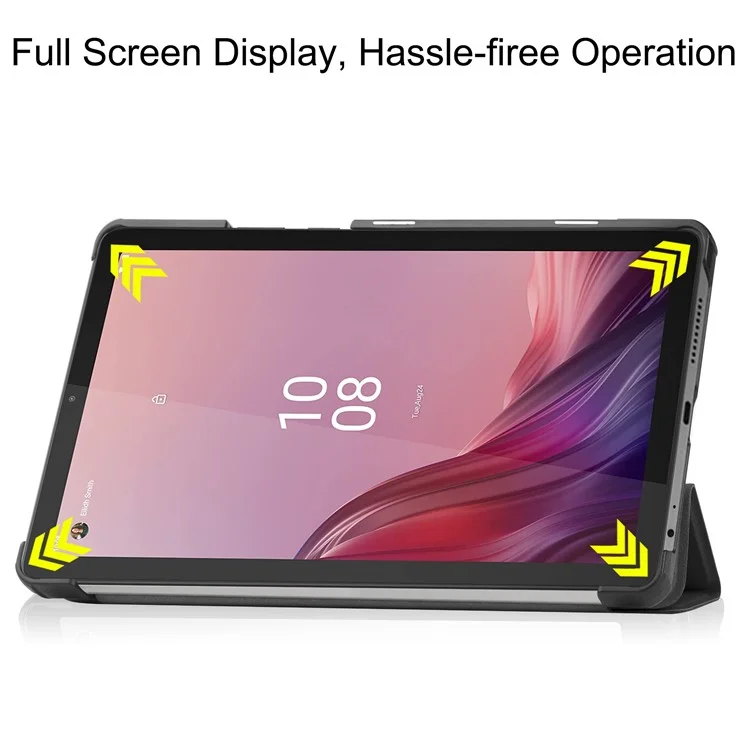 For Lenovo Tab M9 Anti-scratch PU Leather Tablet Case Tri-fold Stand Protective Cover - Black