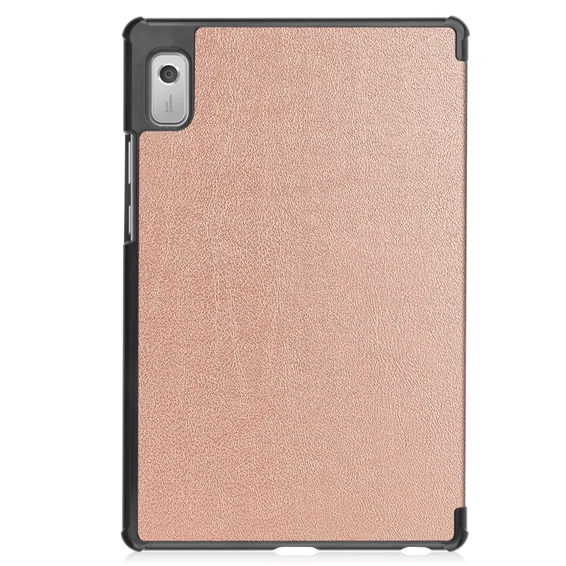 For Lenovo Tab M9 TB-310FU Anti-scratch PU Leather Tablet Case Tri-fold Stand Protective Cover - Rose Gold