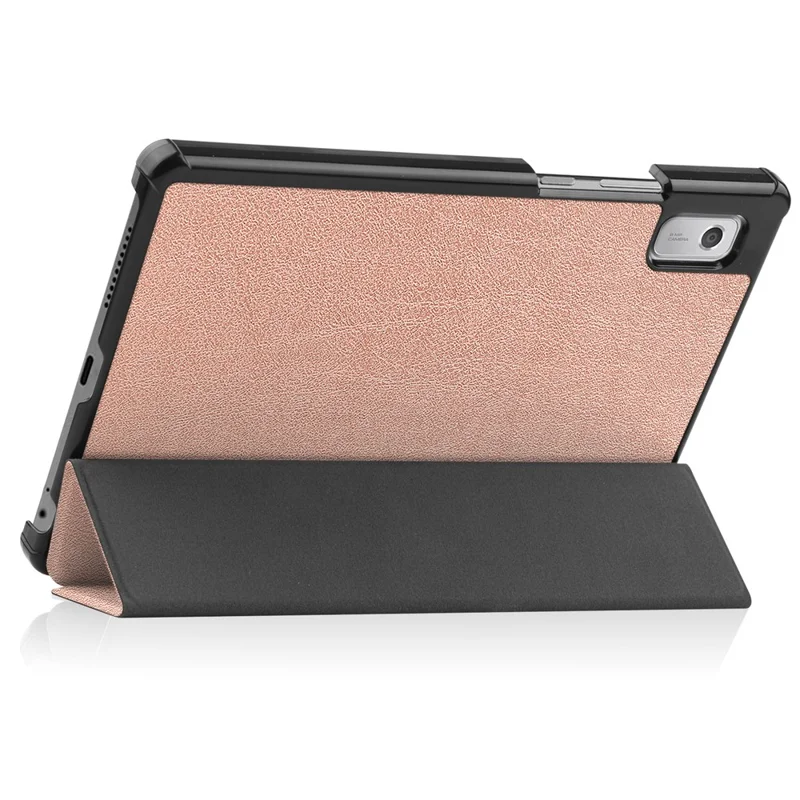 For Lenovo Tab M9 TB-310FU Anti-scratch PU Leather Tablet Case Tri-fold Stand Protective Cover - Rose Gold