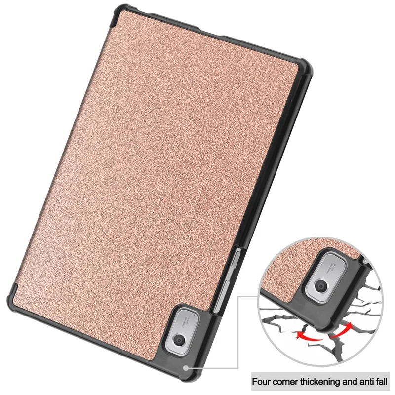 For Lenovo Tab M9 TB-310FU Anti-scratch PU Leather Tablet Case Tri-fold Stand Protective Cover - Rose Gold