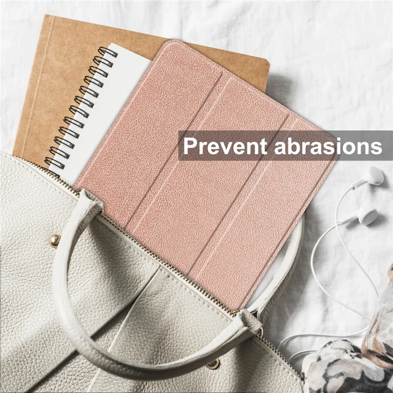 For Lenovo Tab M9 TB-310FU Anti-scratch PU Leather Tablet Case Tri-fold Stand Protective Cover - Rose Gold