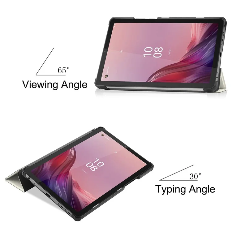 Чехол-подставка для планшетов Lenovo Tab M9 с трехсекционной конструкцией, печатным рисунком, из искусственной кожи ПУ и поликарбоната - Кот