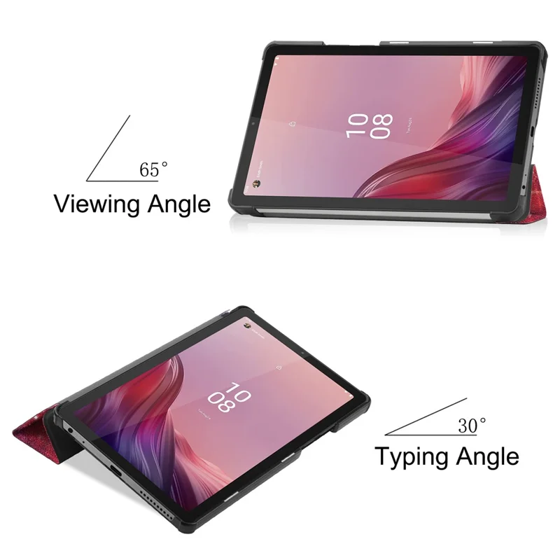 غطاء لوحي ثلاثي الطي مع حامل لجهاز Lenovo Tab M9 بطباعة زخارف من جلد البولي يوريثان + غطاء واقٍ من البولي كربونات - سماء مرصعة بالنجوم