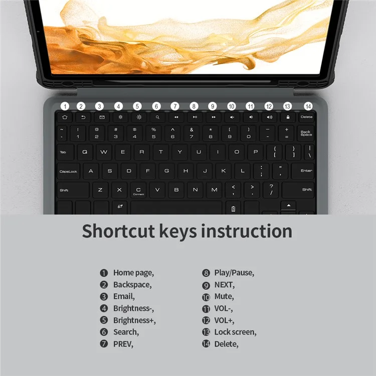 NILLKIN Keyboard Case for Samsung Galaxy Tab S8 Auto Sleep / Wake PU Leather Tablet Protective Case + Bluetooth-compatible Keyboard with Touchpad