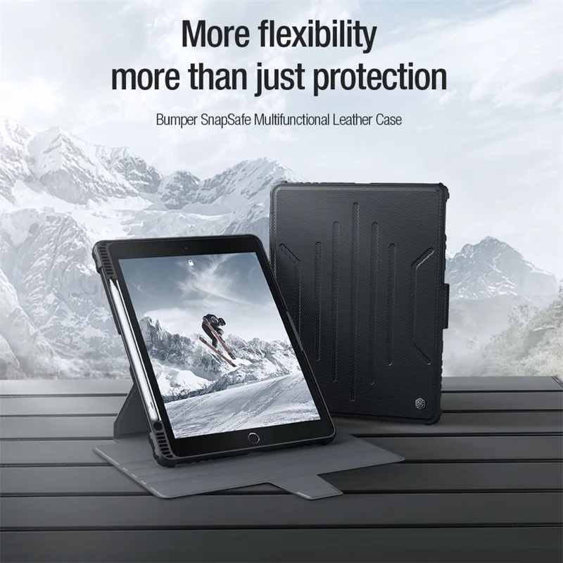 NILLKIN Pro Leather Drop-proof Tablet Case for iPad 10.2 (2021) / (2019) / (2020) , Detachable Tablet Case 360-degree Rotary Stand Cover - Black