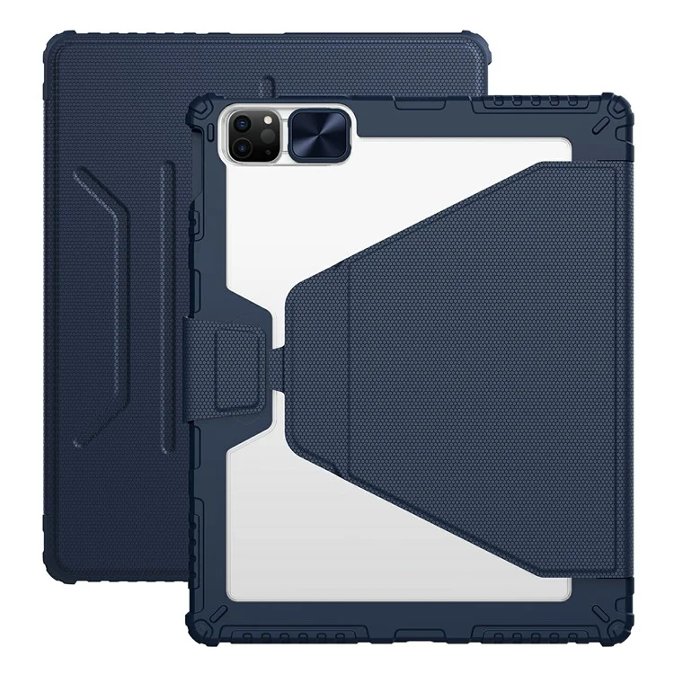 NILLKIN Pro pour iPad Pro 12.9 (2022) / (2021) / (2020), Étui de tablette amovible Rotation à 360 degrés Support Anti-rayures Housse en cuir - Bleu